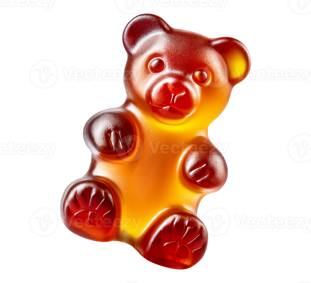 A red gummy bear jelly on a transparent background png