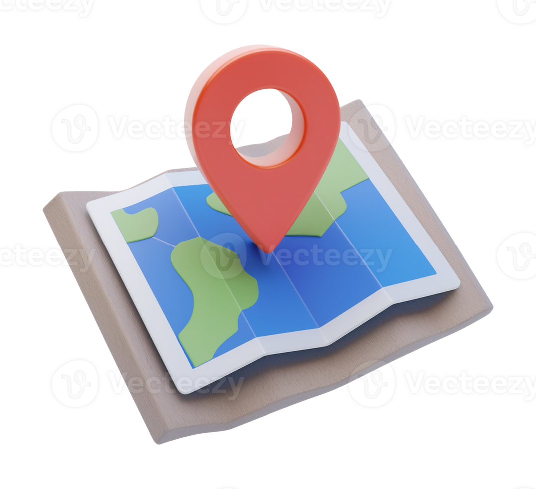 A map with location pin isolated object png