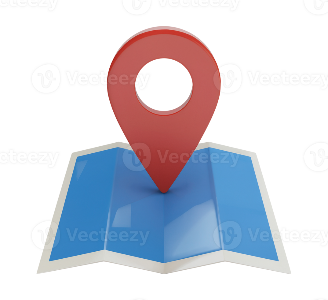 Map icon with pin isolated on transparent background png