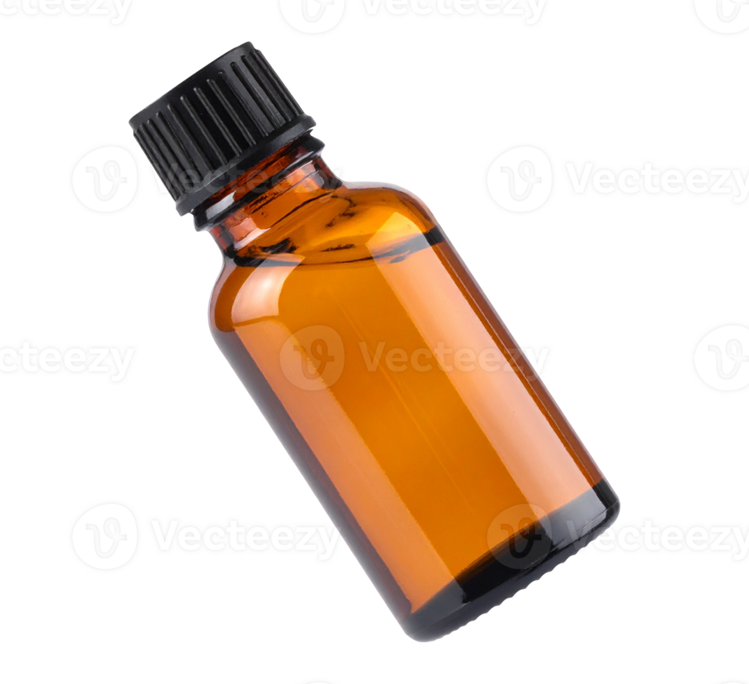 Amber Glass Bottle of Essential Oil isolated object png
