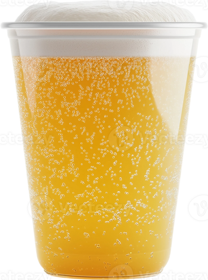 A plastic cup filled with beer png