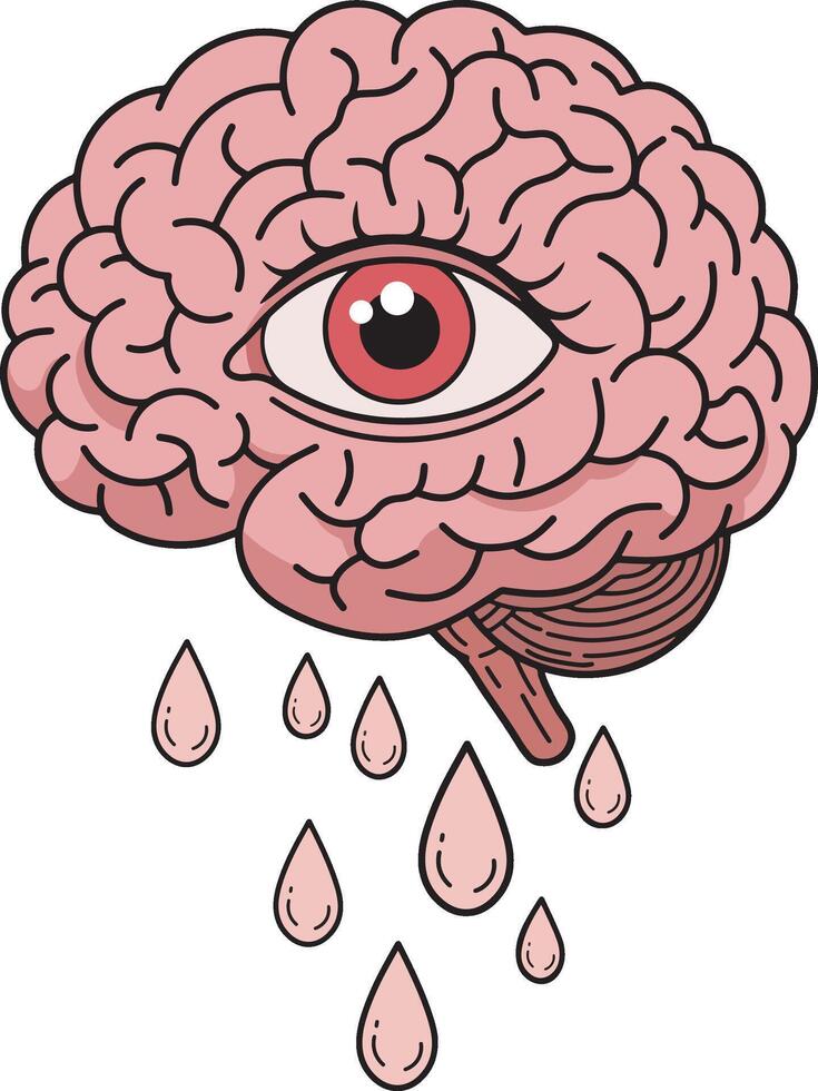 The All-Seeing Mind with water drops illustration vector