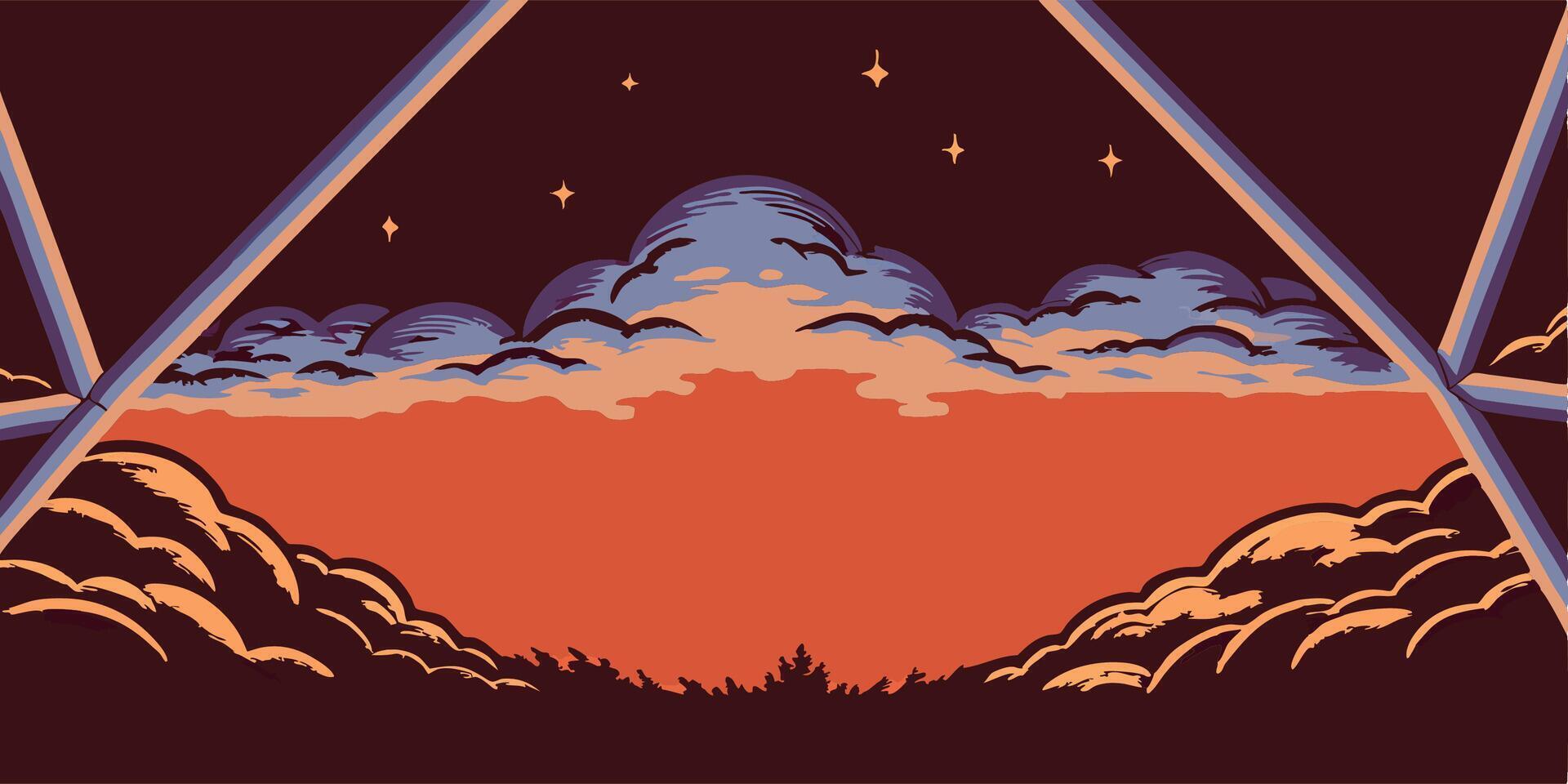 Sunset Cloudscape, Night Sky, Abstract Art vector