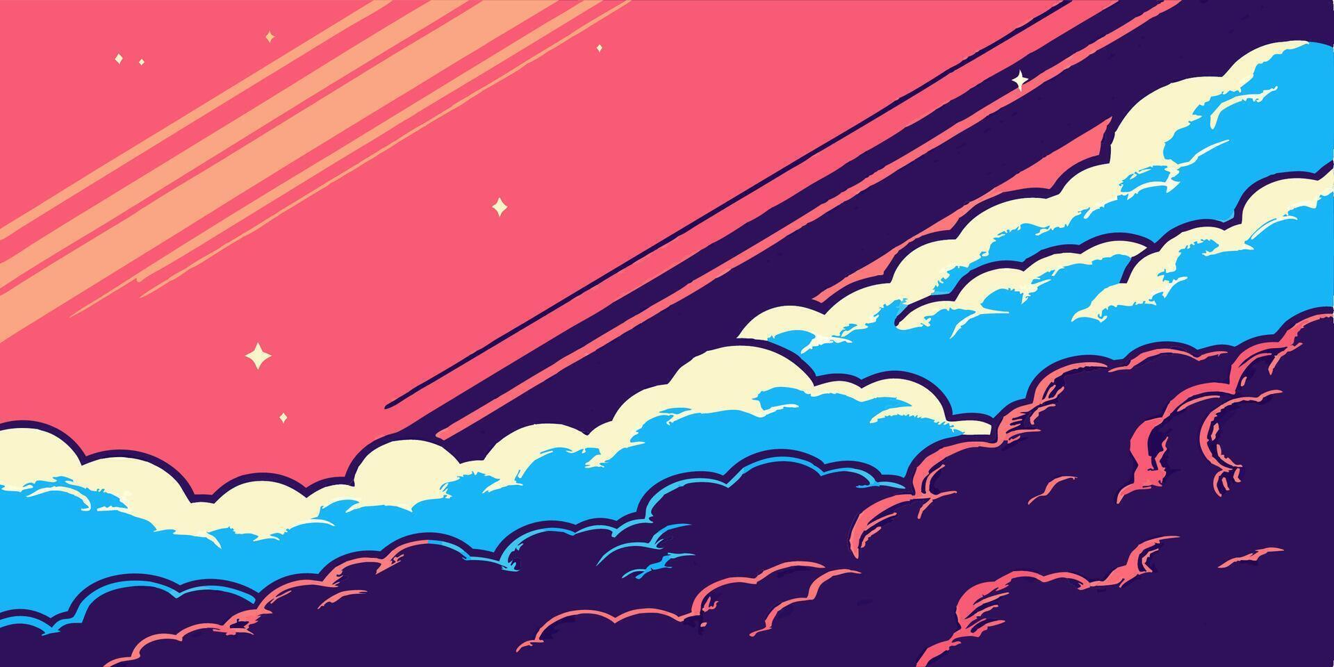 Abstract Pink and Blue Cloudscape vector