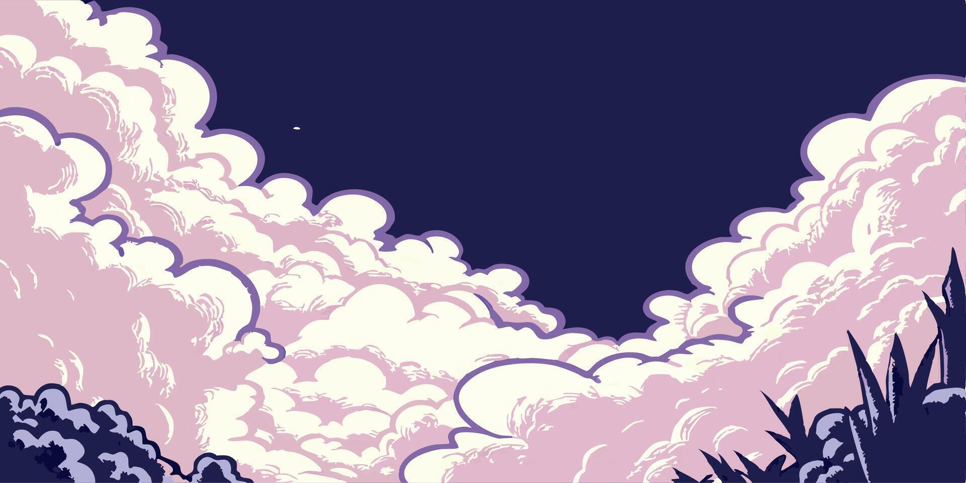 Pink and Purple Cloudscape Illustration vector