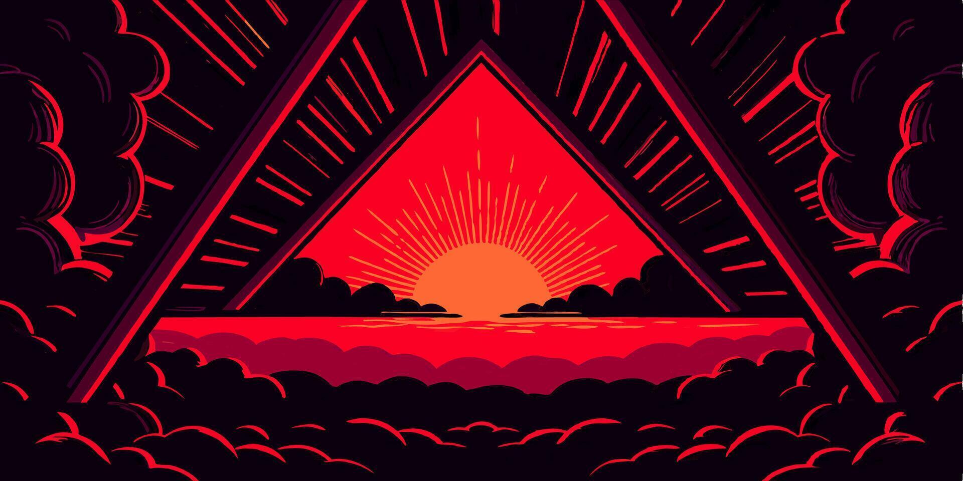 Abstract Sunset Triangle Graphic vector