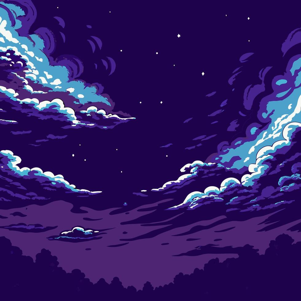 Night Sky Cloudscape Illustration vector