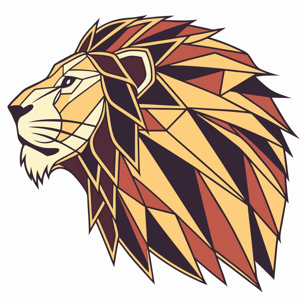 Geometric Lion Head Profile vector