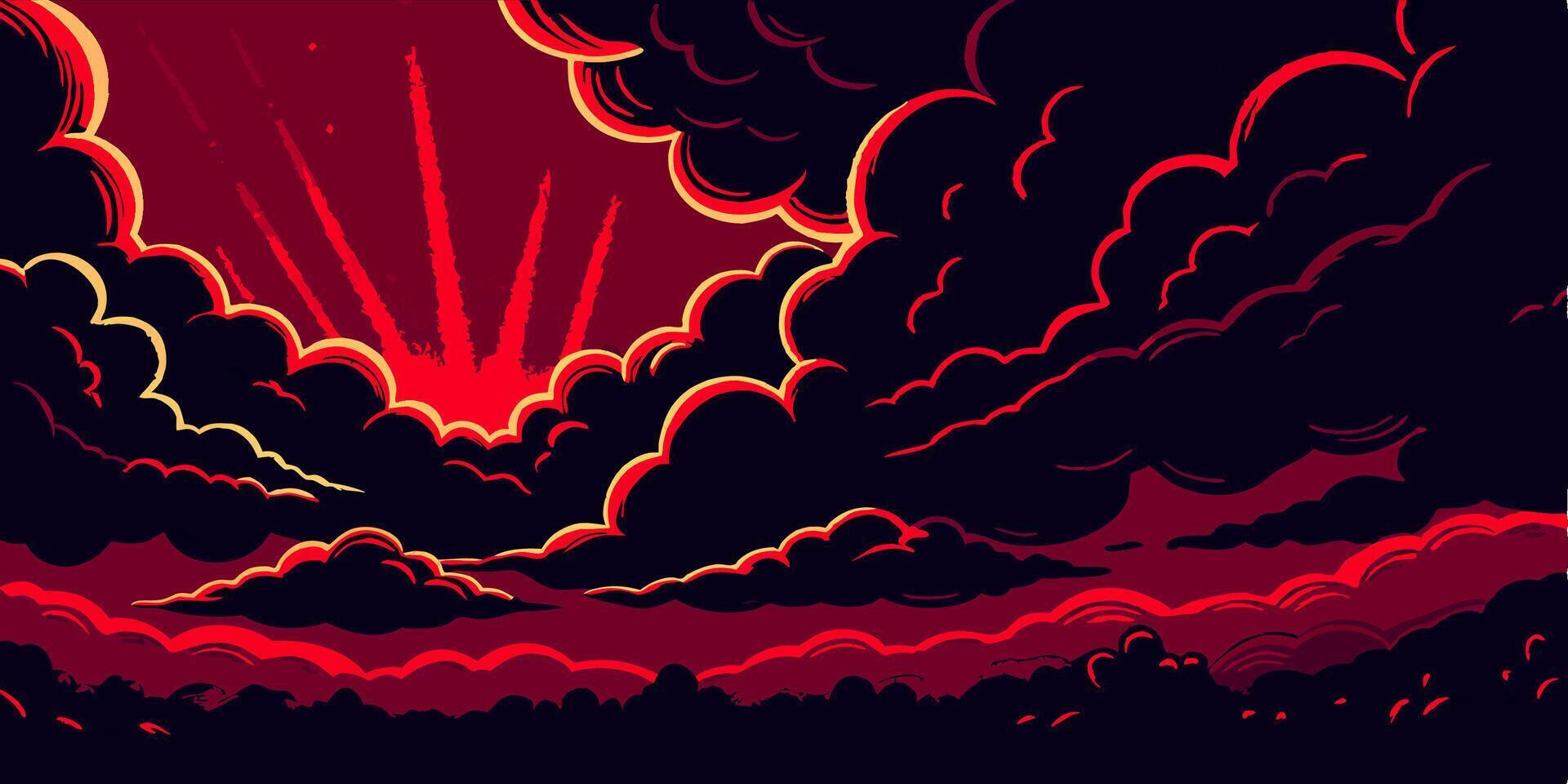 Red Sunset Cloudscape Dramatic Sky vector