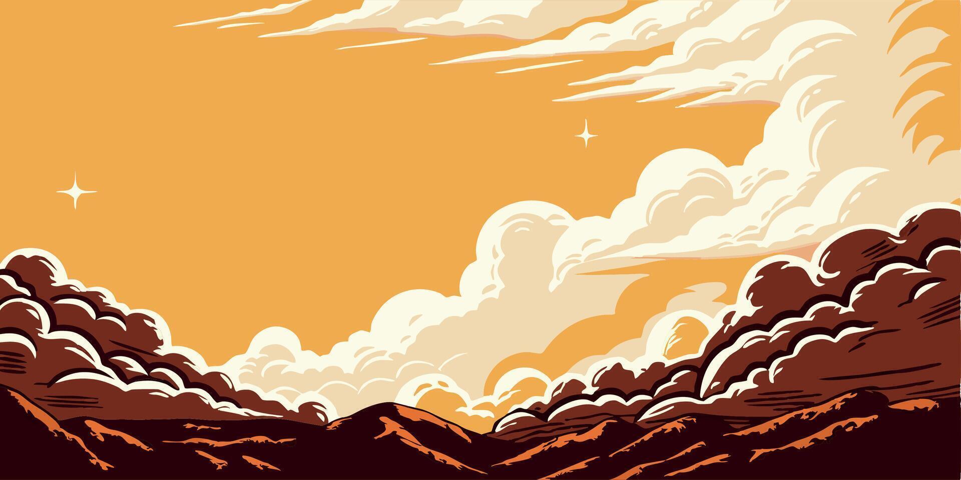 Sunset Mountain Landscape Cloudscape vector