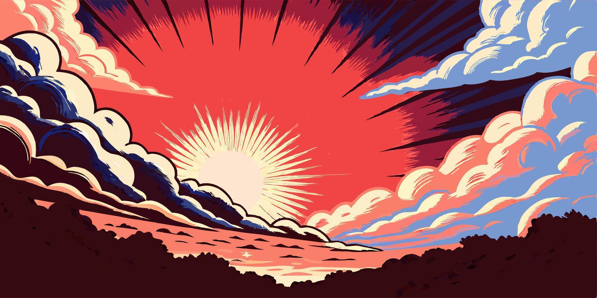 Sunset Cloudscape Dramatic Sky Art vector