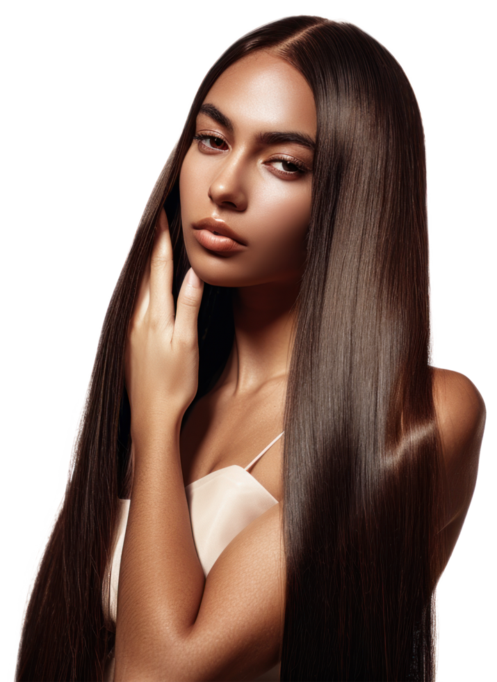 A beautiful woman with long straight hair png