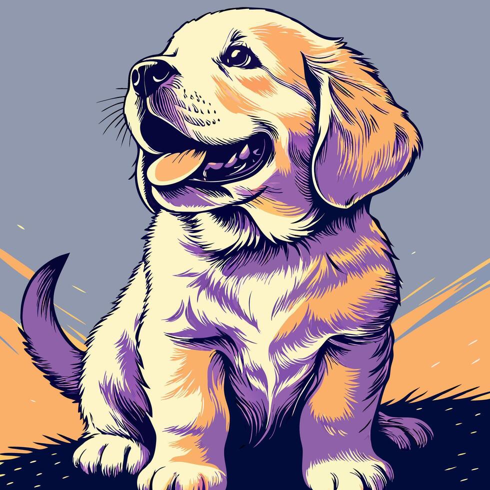 Golden Retriever Puppy Illustration vector