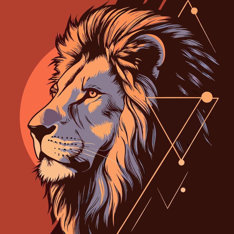 Majestic Lion Head Profile Art vector