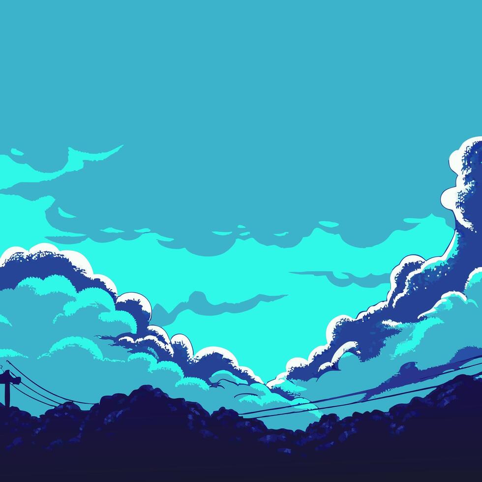 Teal Sky Cloudscape Illustration vector