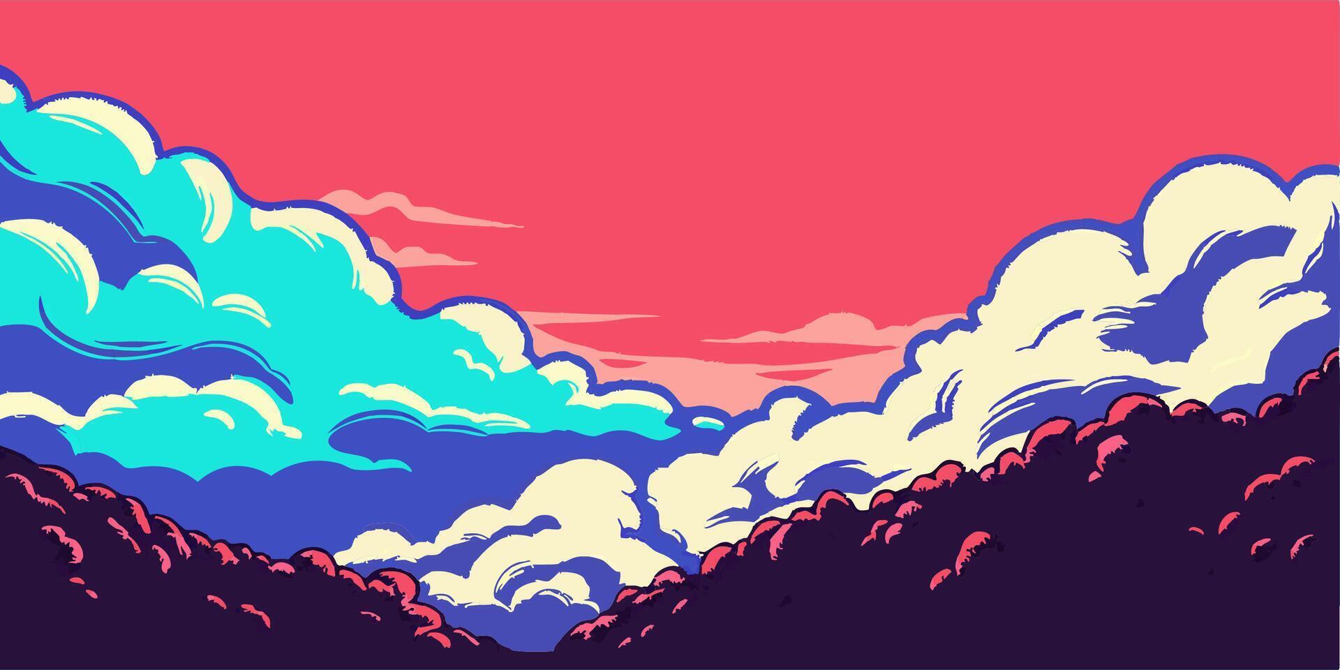 Vibrant Sunset Cloudscape Illustration vector