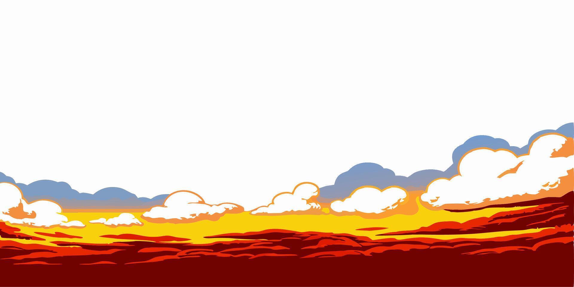 Sunset Sky Landscape Illustration vector