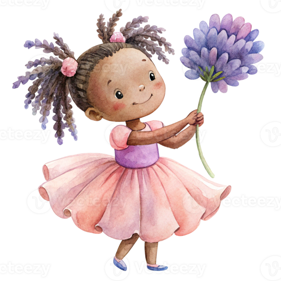 little girl holding a flower png