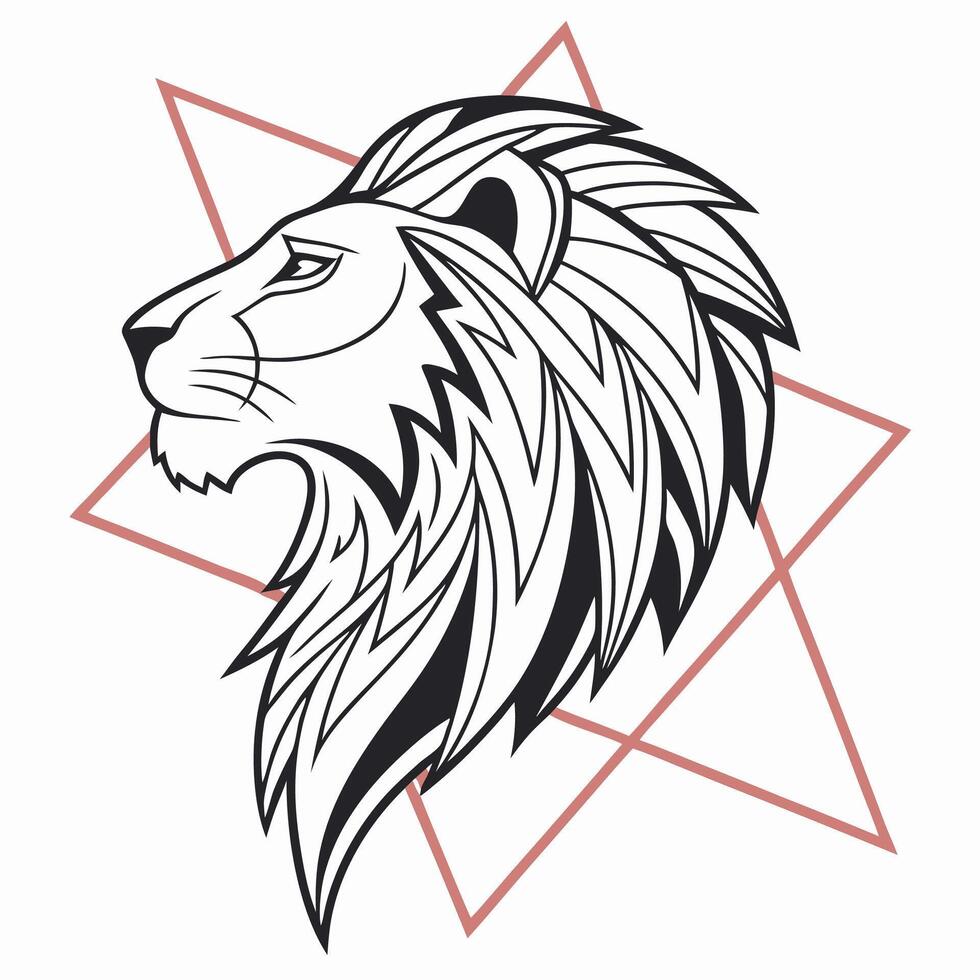 Lion Head Profile Geometric Design vector