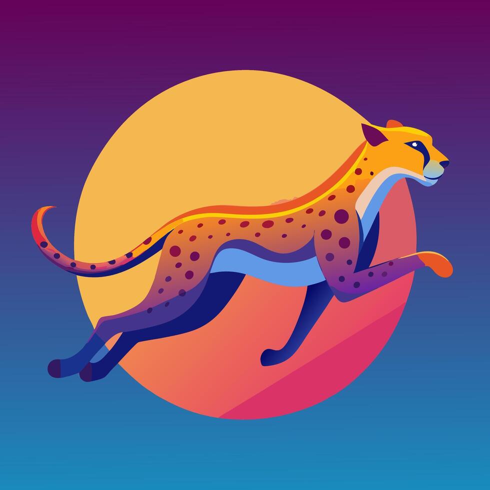 Cheetah Running, Abstract Animal Art vector