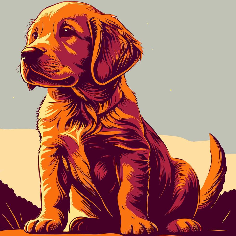 Golden Retriever Puppy Sitting vector