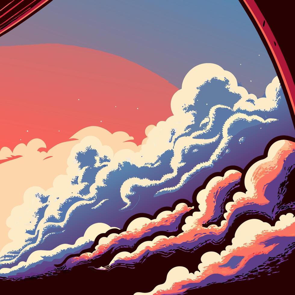 Sunset Cloudscape View from Window vector