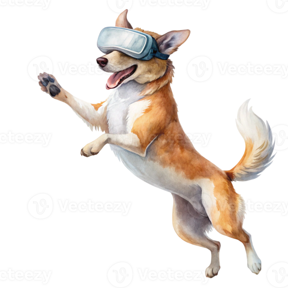 A dog wearing a virtual reality headset png