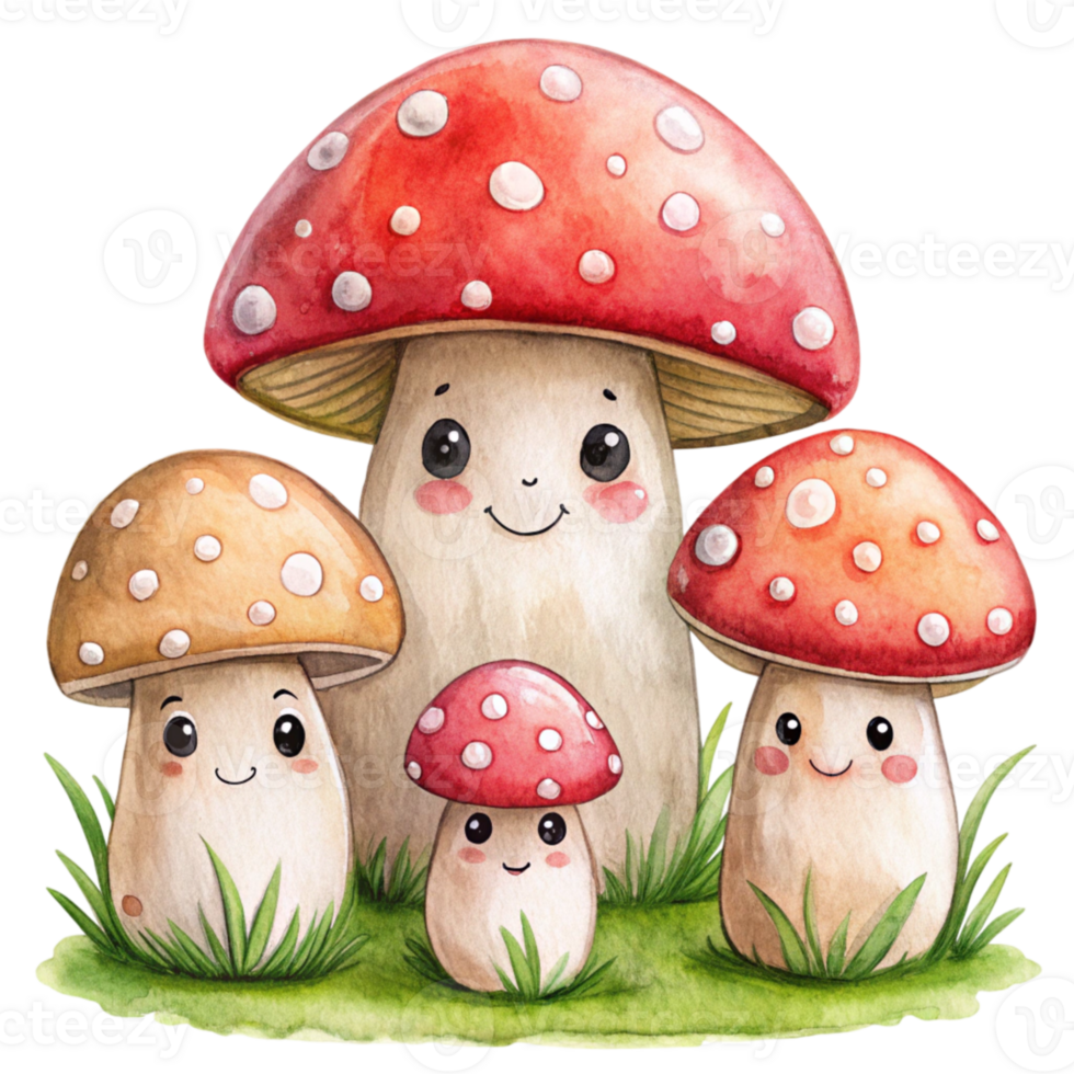 Mushroom family clipart png
