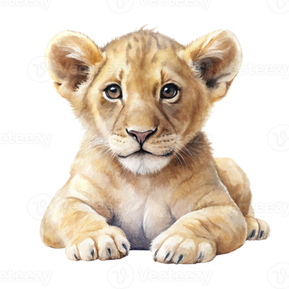 A lion cub is sitting on the ground png