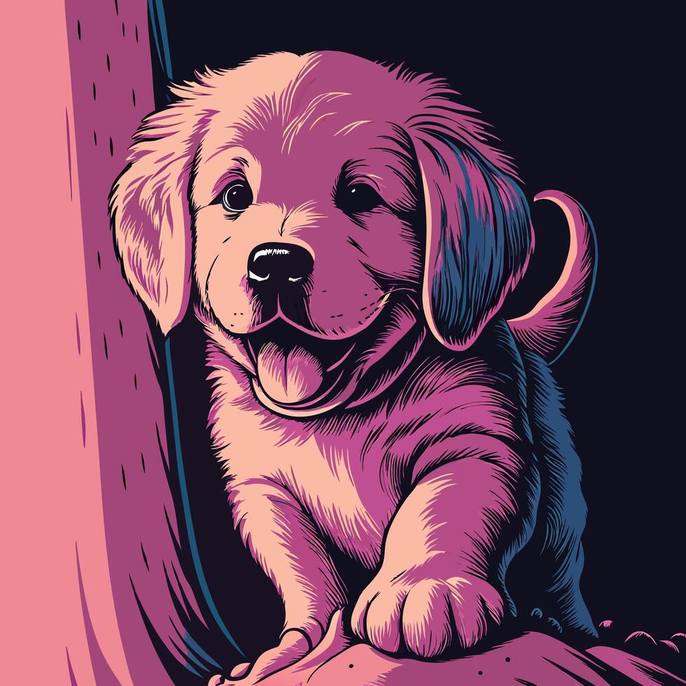 Adorable Golden Retriever Puppy Illustration vector
