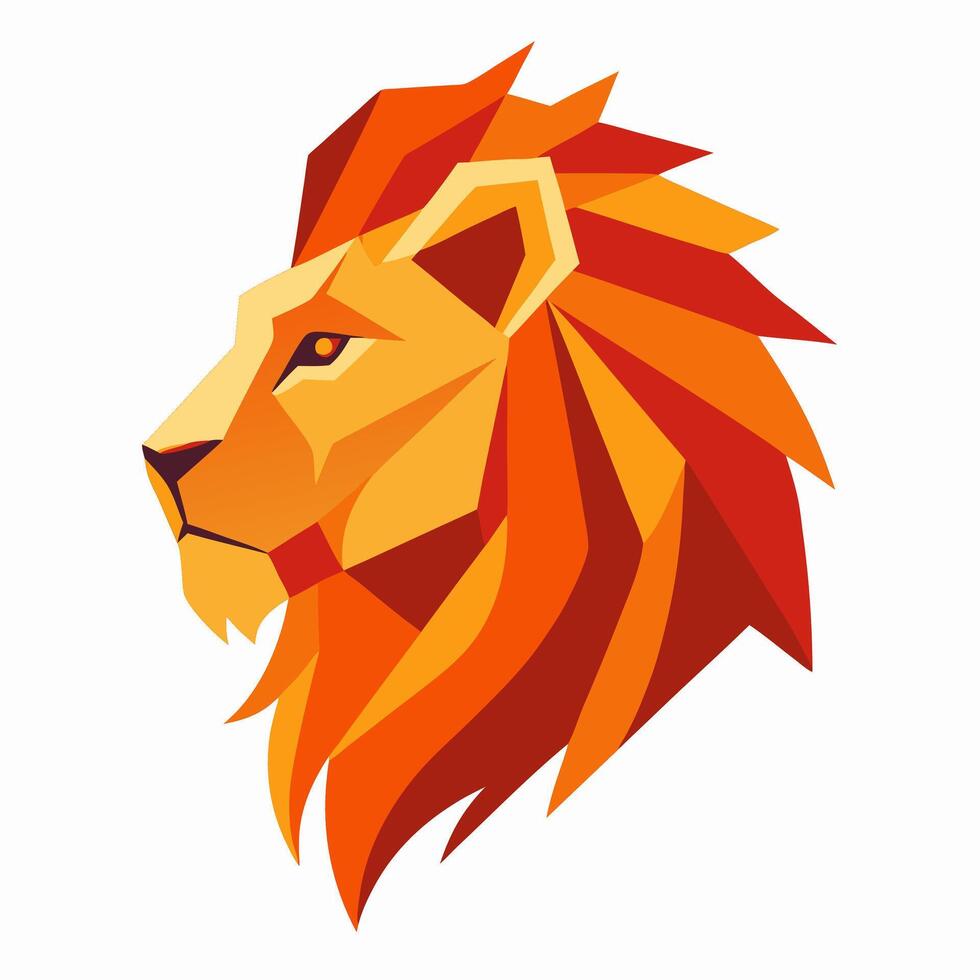 Orange Geometric Lion Head Profile vector