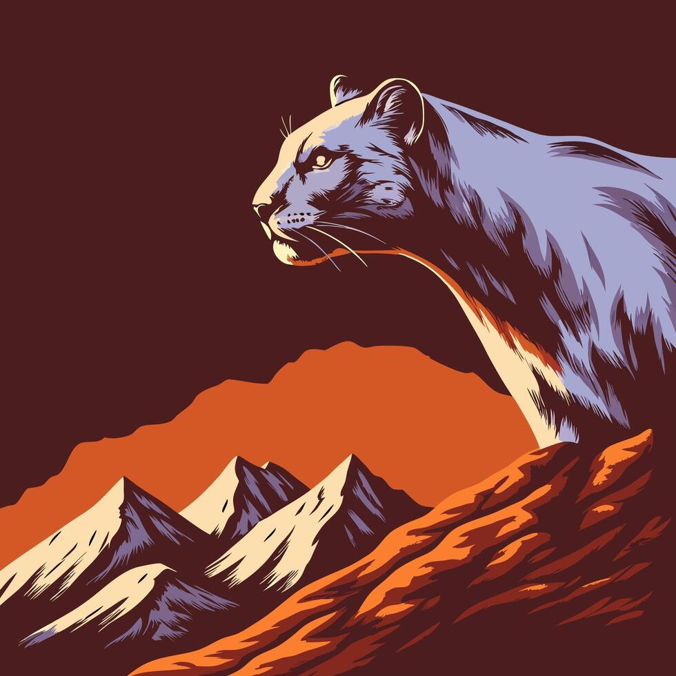 Cougar Mountain Landscape Art vector