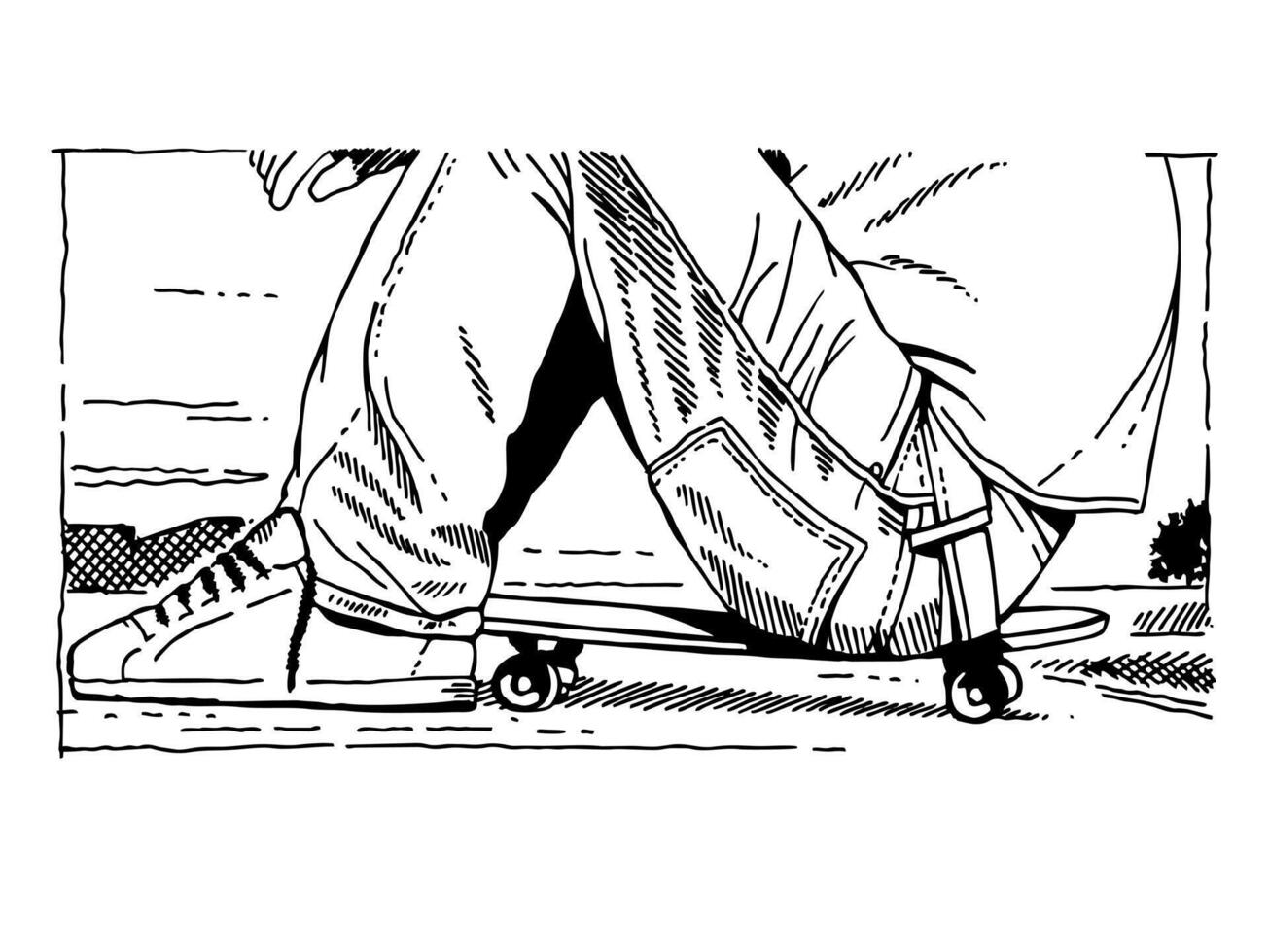 Illustration of a skateboarder taking a break. vector