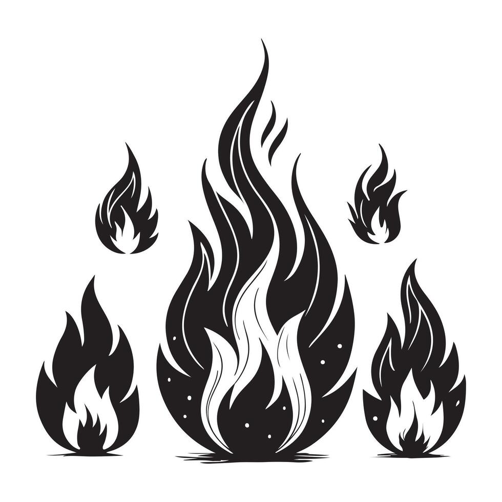 Fire Silhouette Icons in Format vector