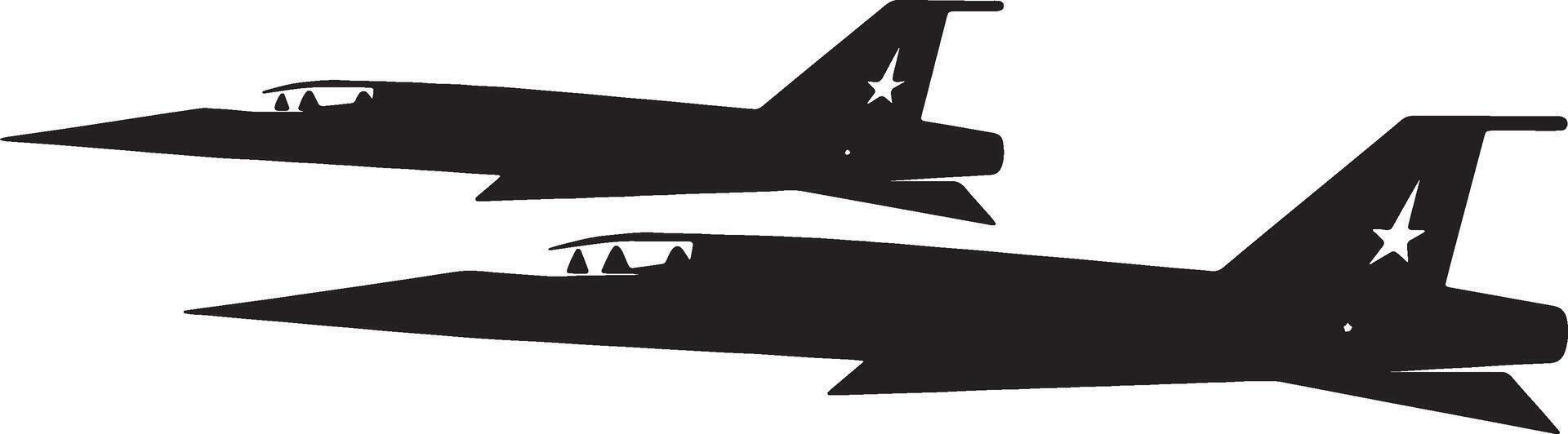 Stylized Fighter Jet Silhouettes for Military and Aviation Designs vector