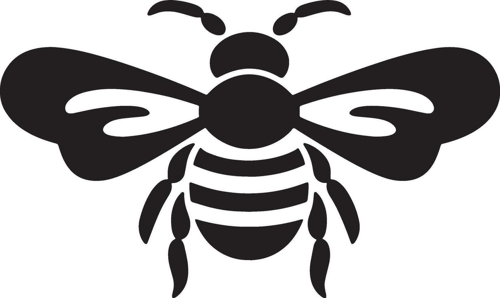 Bee Silhouette Minimalist Black and White Insect Design vector