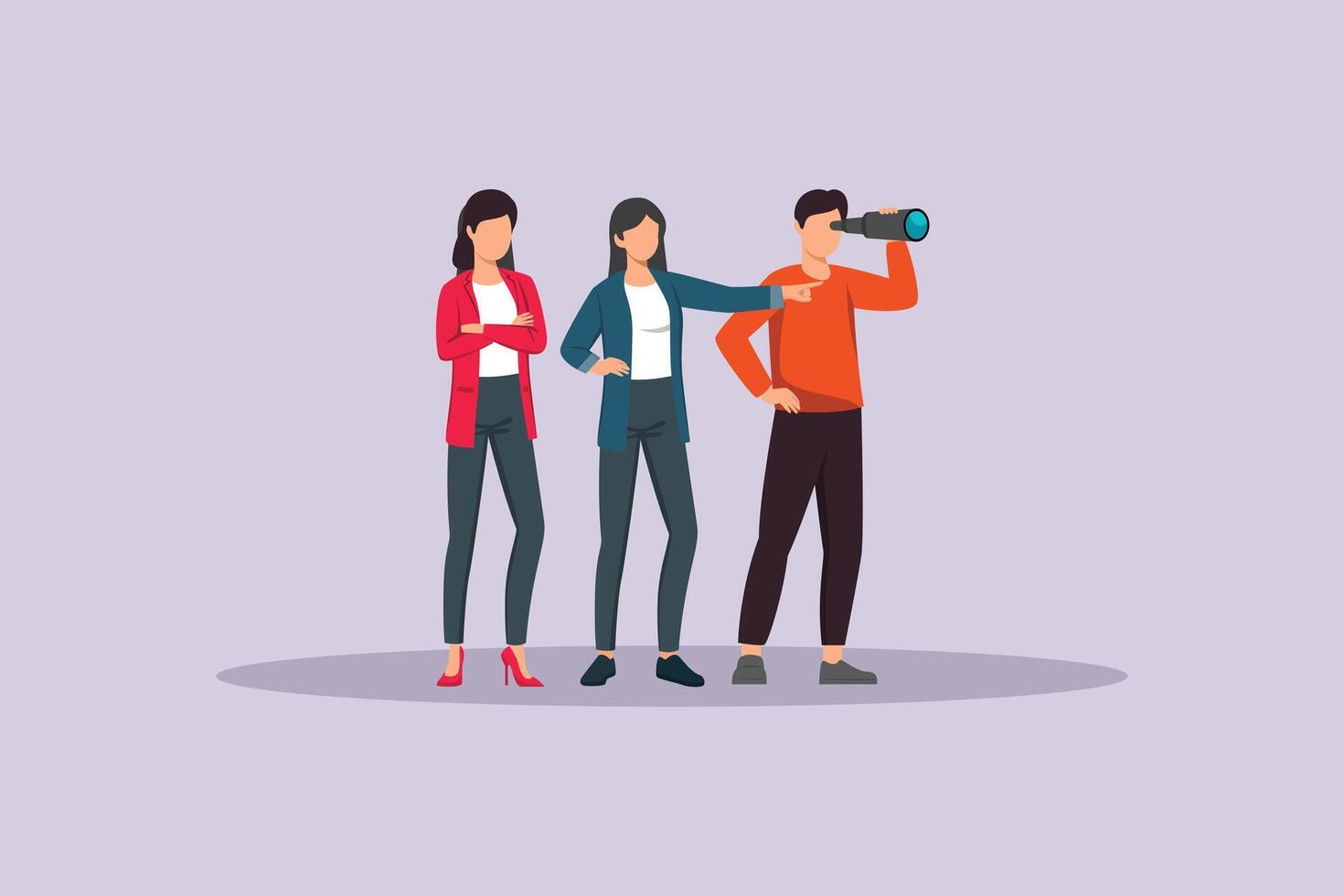 Community focuses, group looking direction. Community Focuss Concept. Colored flat illustration isolated vector