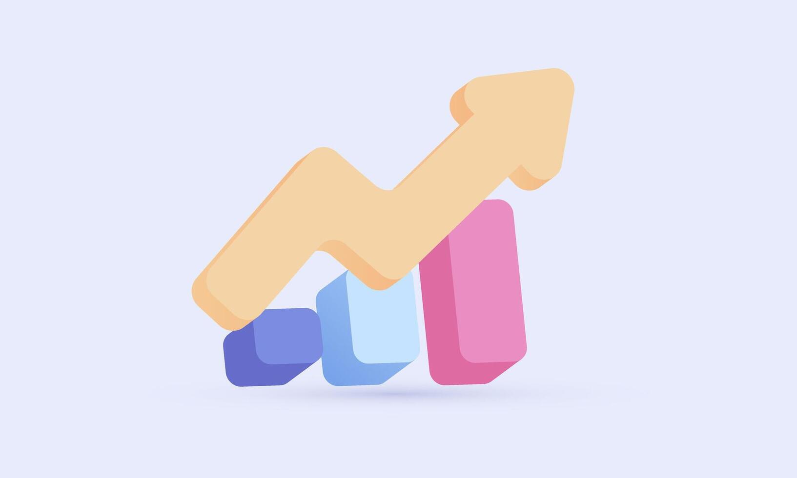 arrow graph search notice finance 3d icon design vector