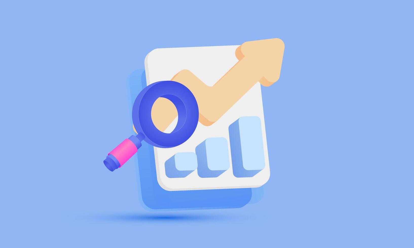 Graph search notice finance 3d icon design vector