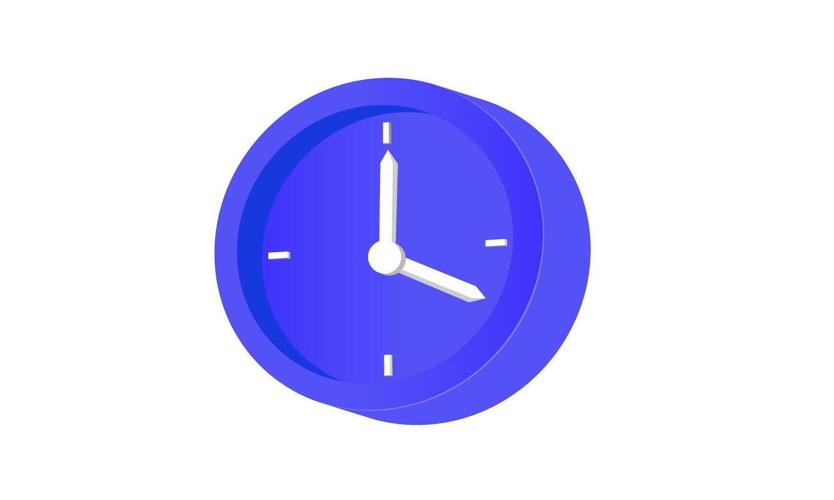3d icon blue alarm clock watch minimal design vector