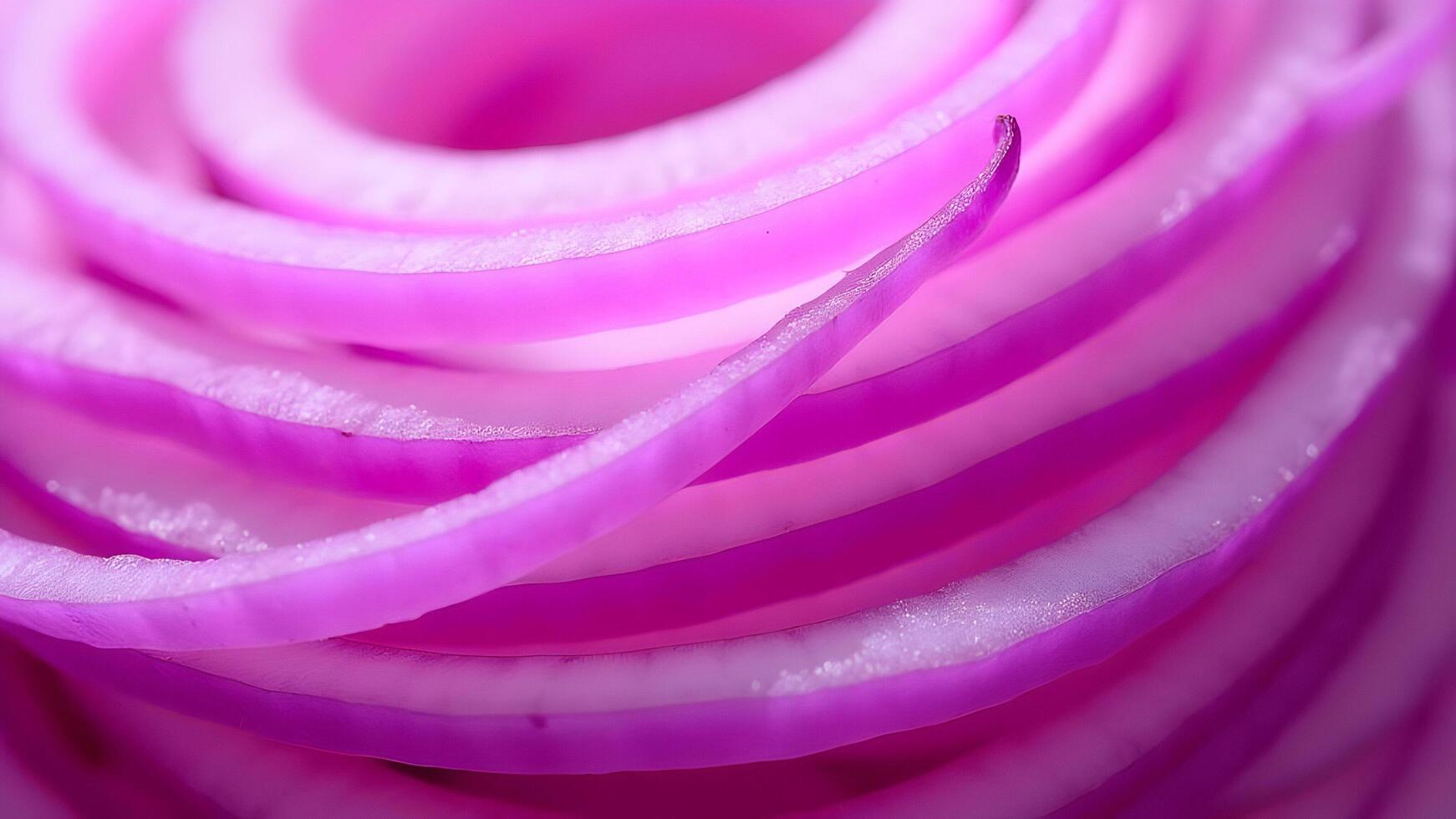 Close Up View Of Sliced Fresh Purple Onion Rings photo