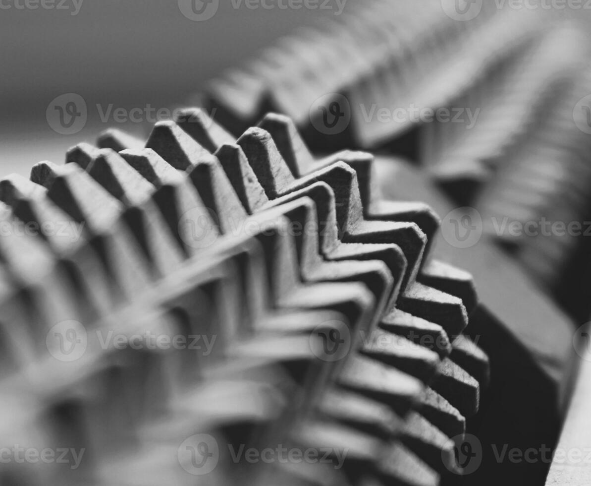 Macro Shot Stock Photo Of Spikes On Metallic Mechanism. Machine Part Backgrounds