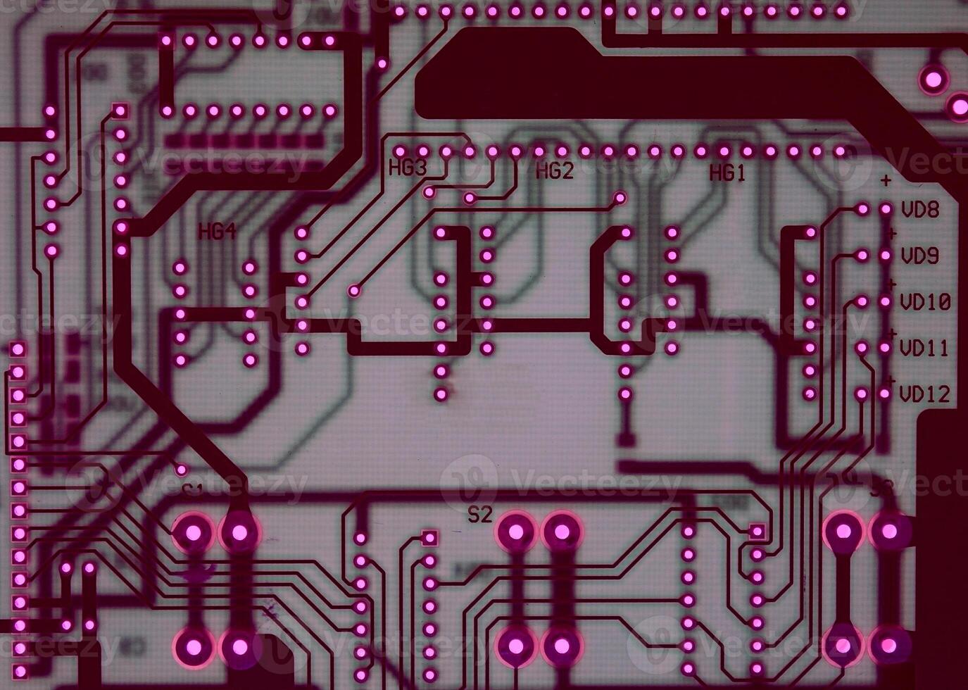 Translucent Printed Circuit Board With Illuminated Signal Points photo