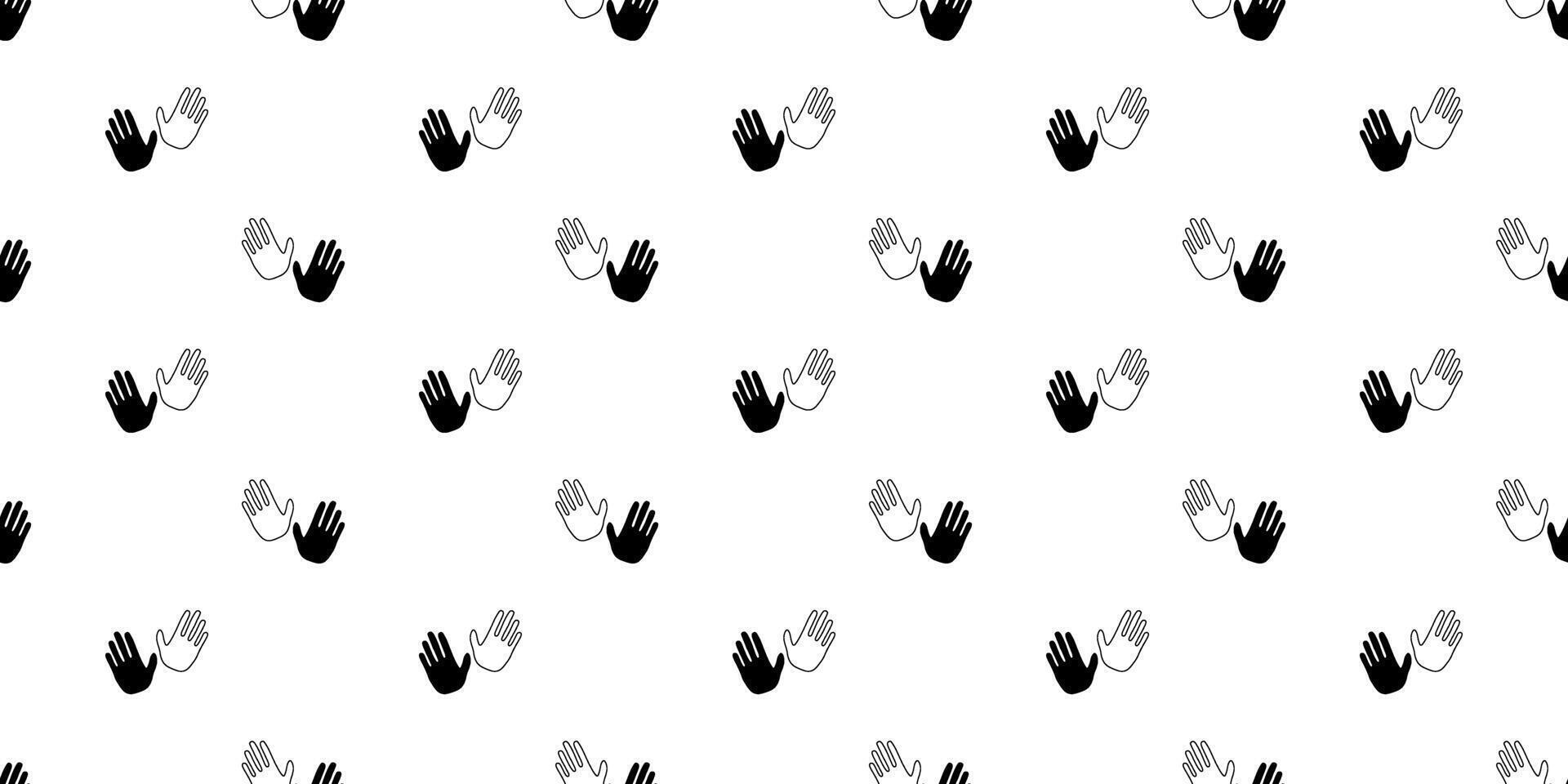 black white handprints seamless pattern vector