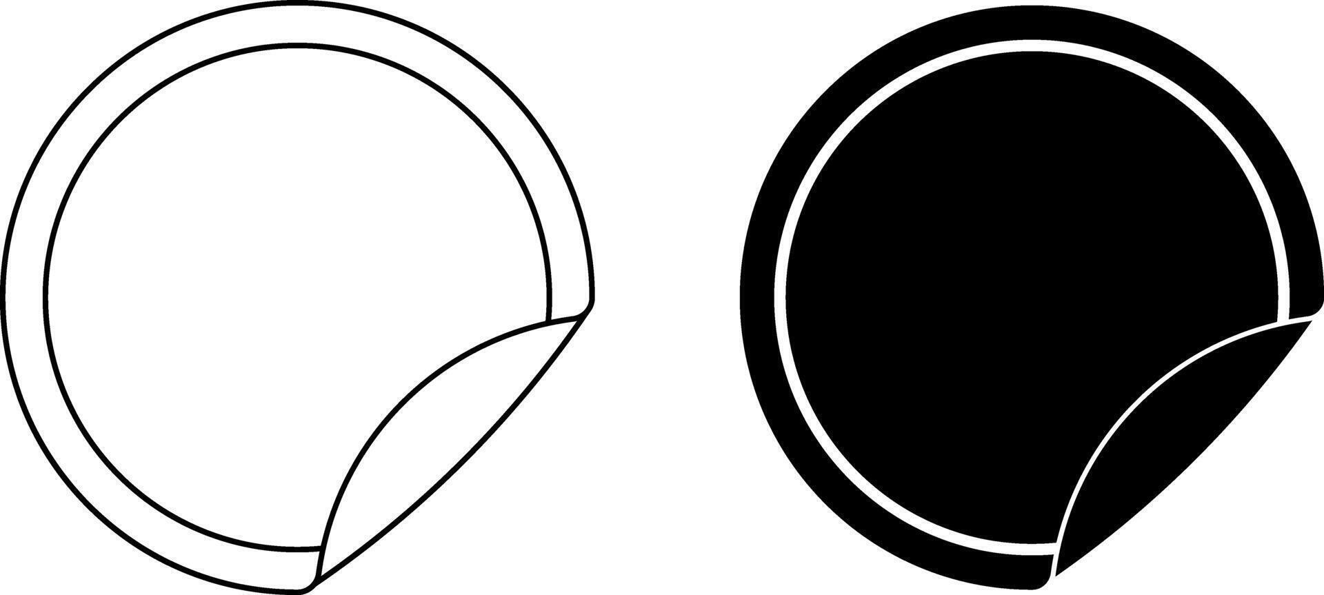 outline silhouette round sticker icon set vector