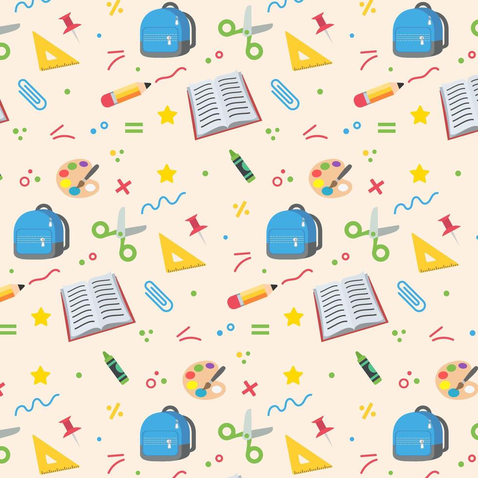 Hand drawn pattern of back to school elements education concept vector