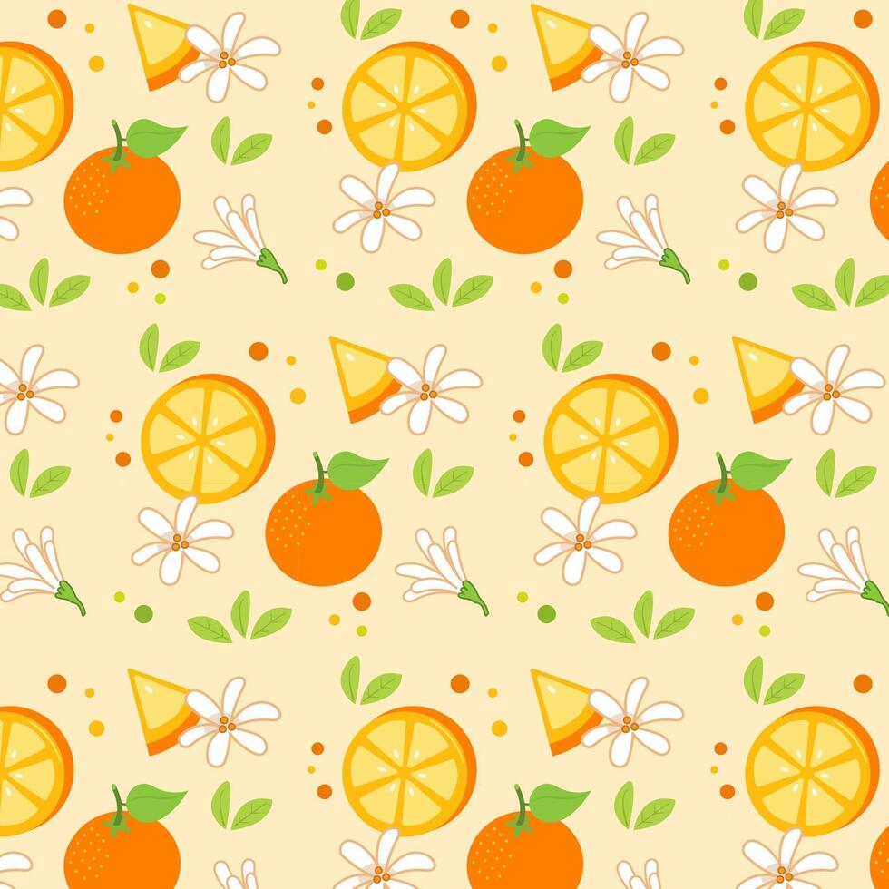 Hand drawn orange fruit pattern design vector