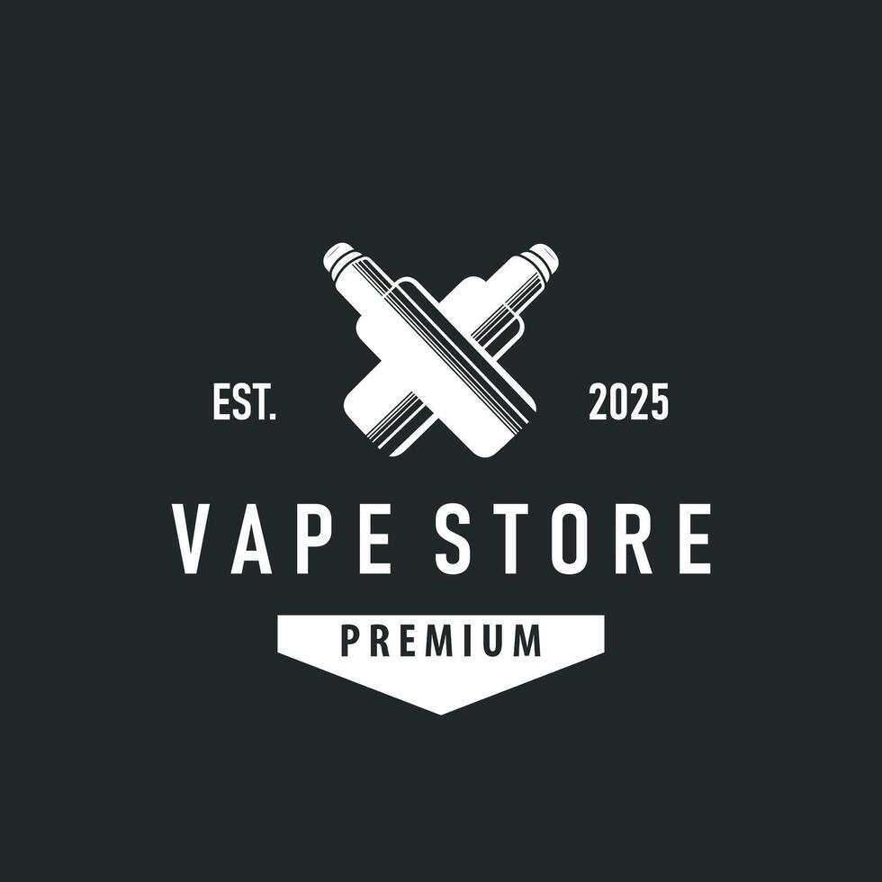 vape logo silhouette design simple vintage retro old concept vape with smoke illustration template symbol brand business or product vector