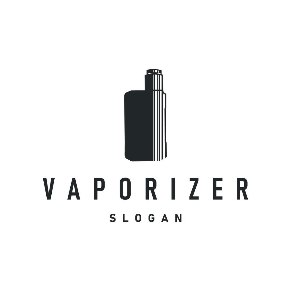 vape logo silhouette design simple retro old concept vape accessories shop with smoke illustration template symbol brand business or product vector
