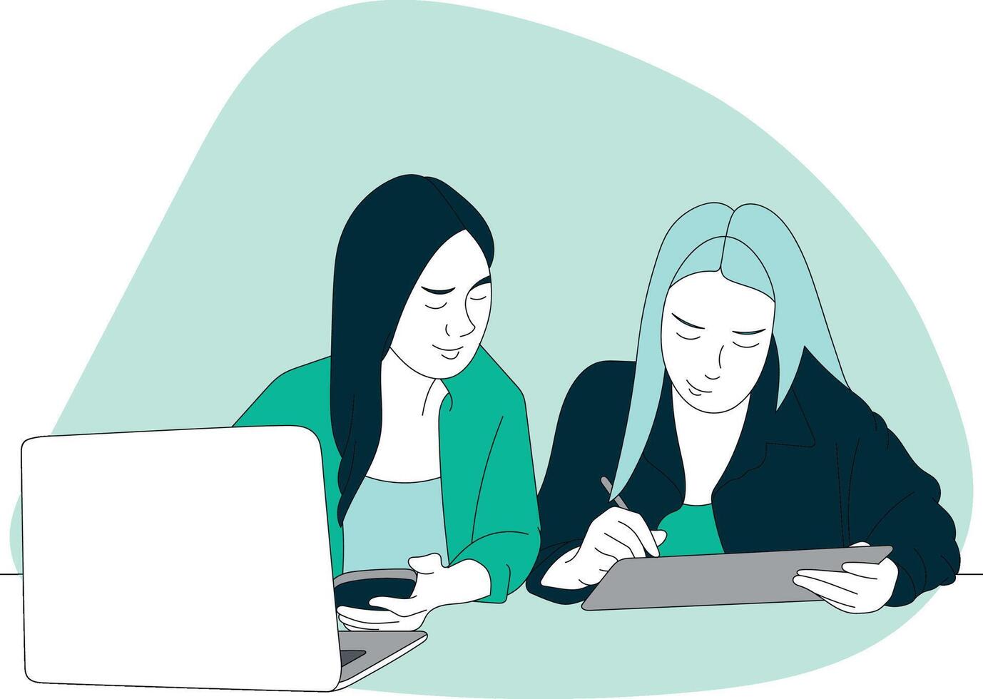 Young women working on a creative project vector